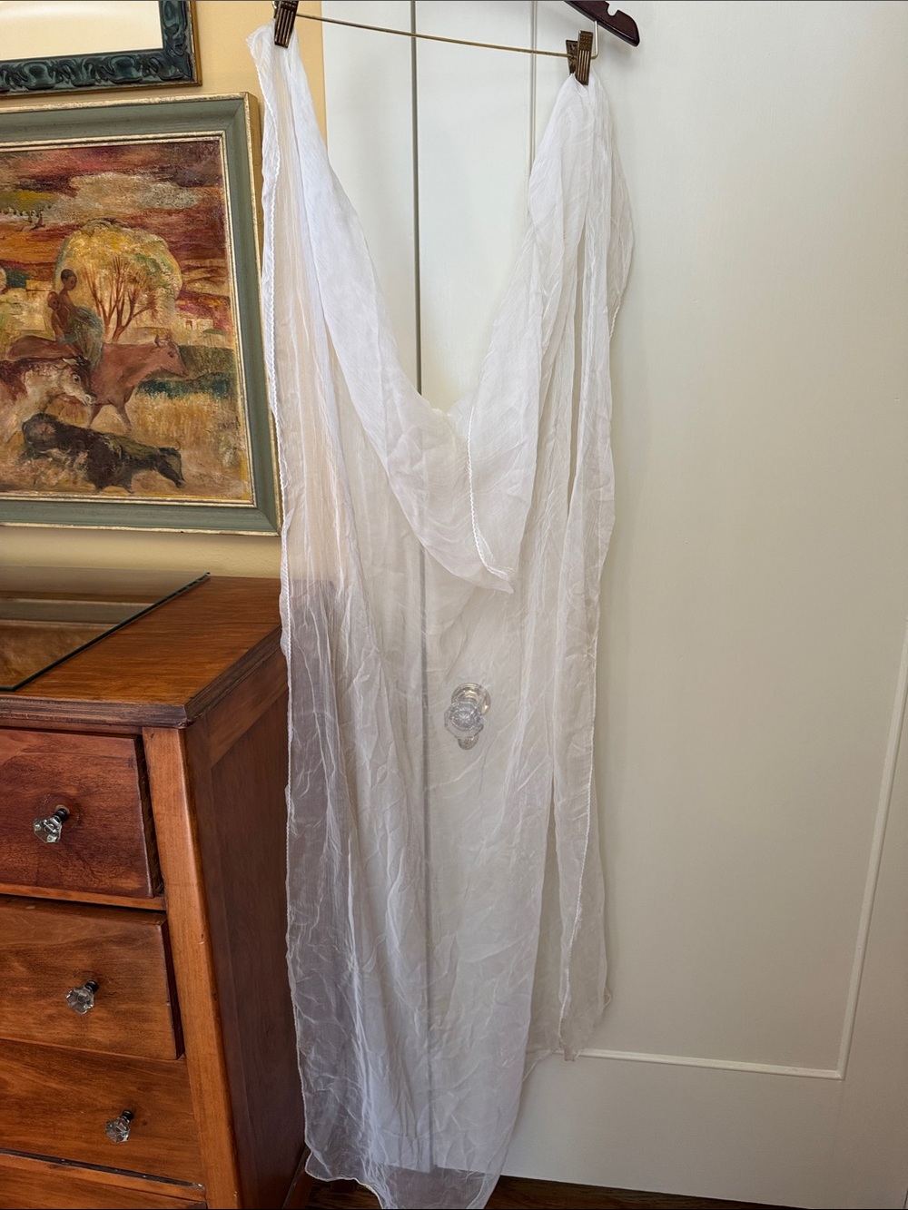 Sheer white Scarf / Shawl j crew 80 inches long